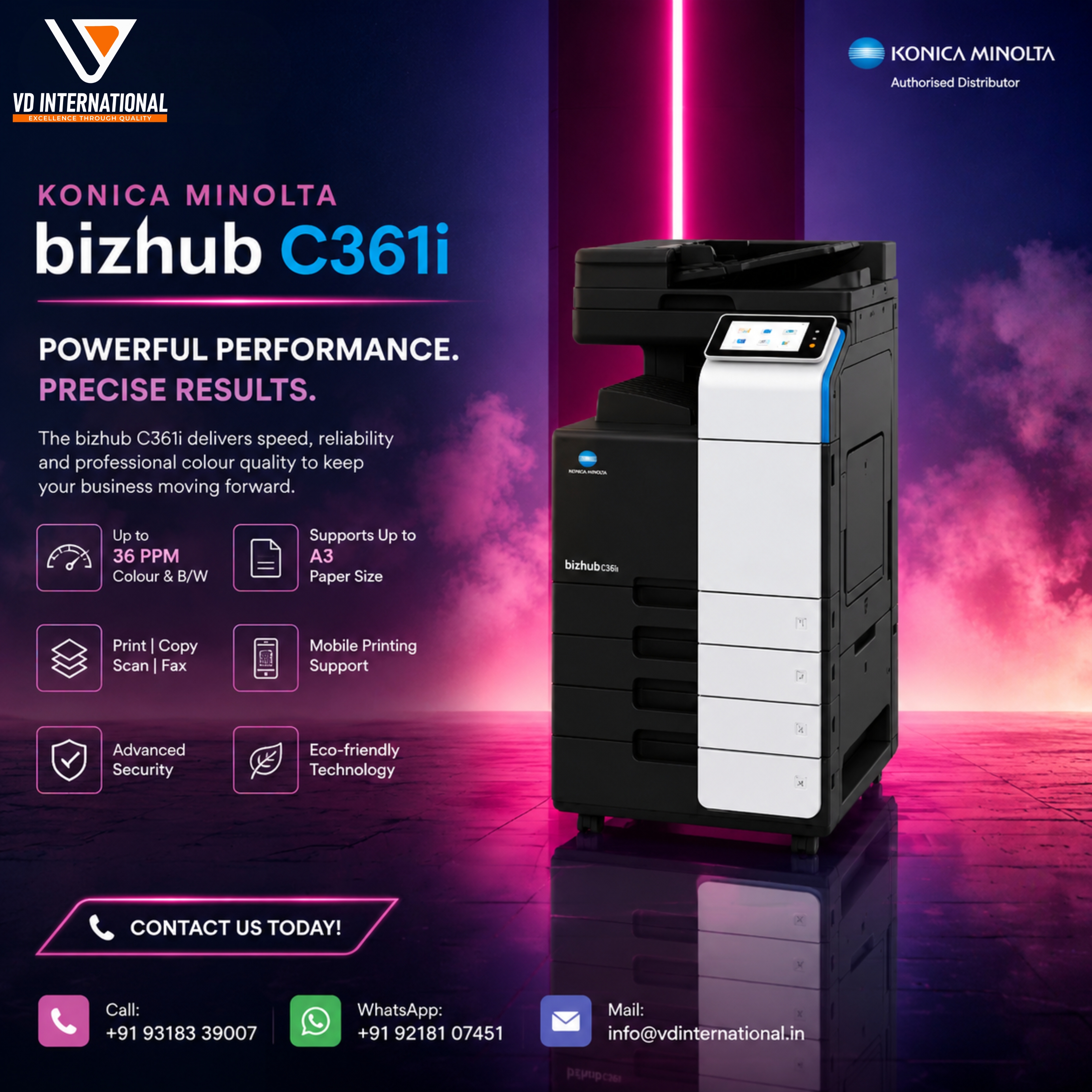 Konica Minolta bizhub C361i: Built for Speed, Quality & Business Productivity