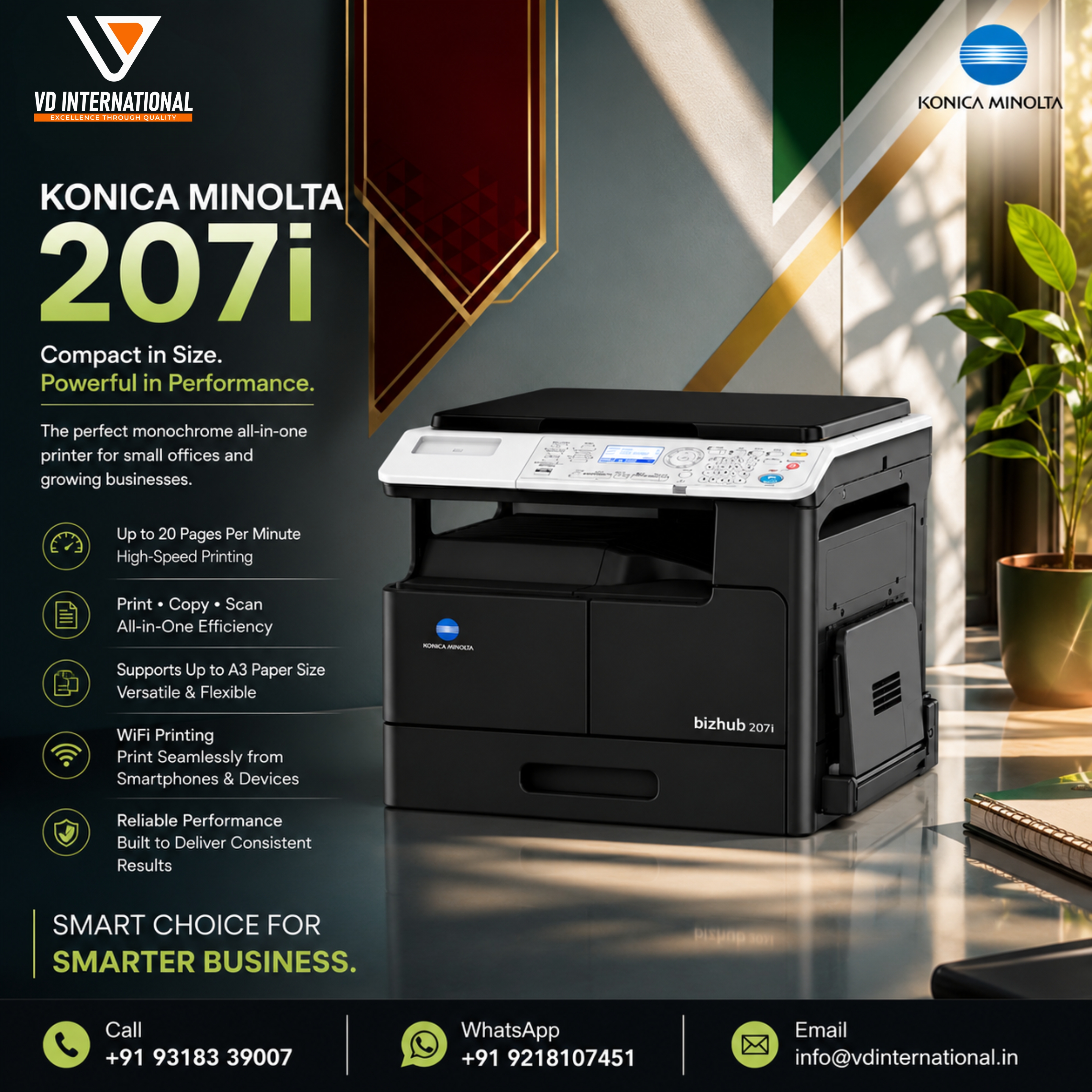 Konica Minolta Bizhub 207i: Compact Size, Powerful Performance for Every Workplace